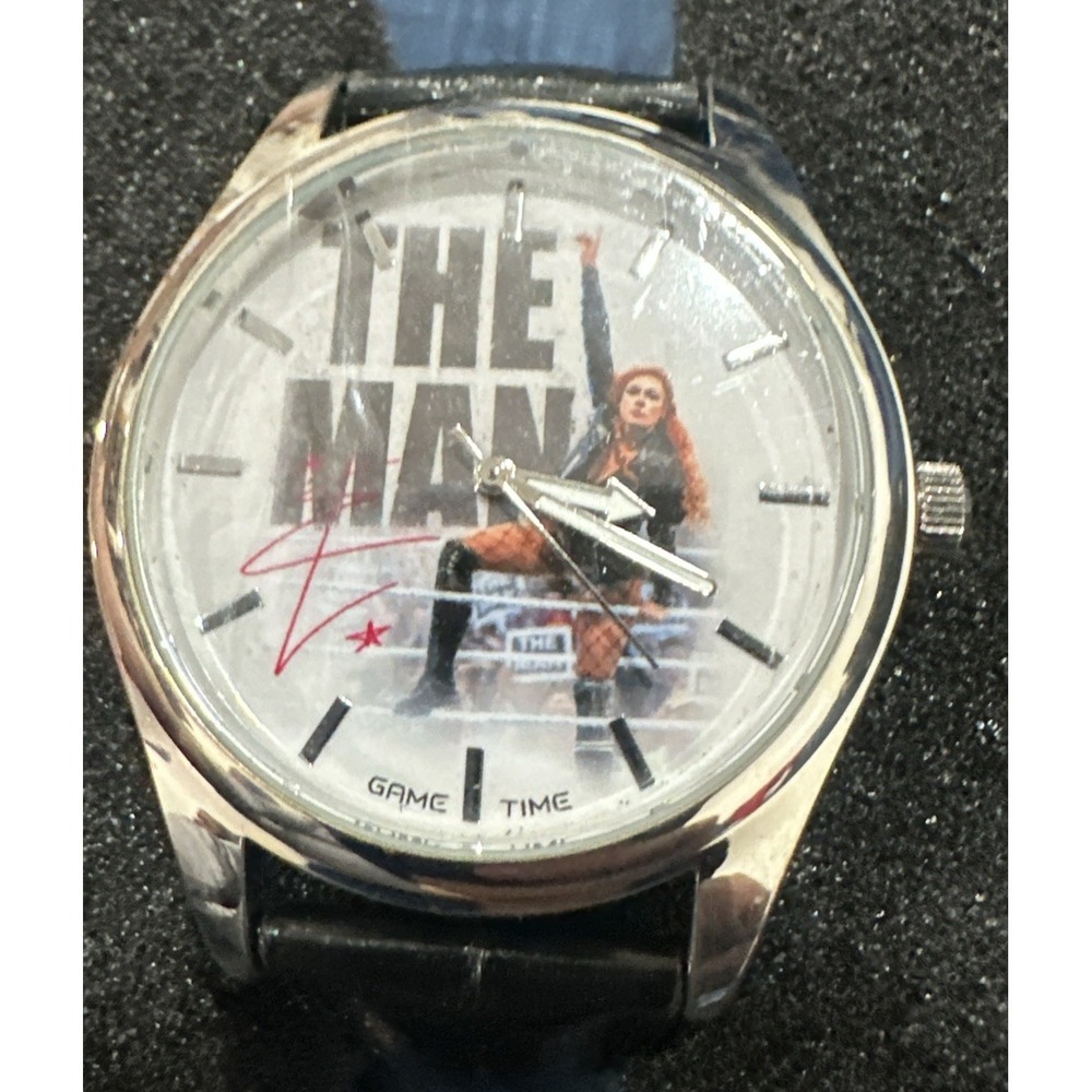 WWE Becky Lynch  Watch Men's Size Black Leather Band Game Time New